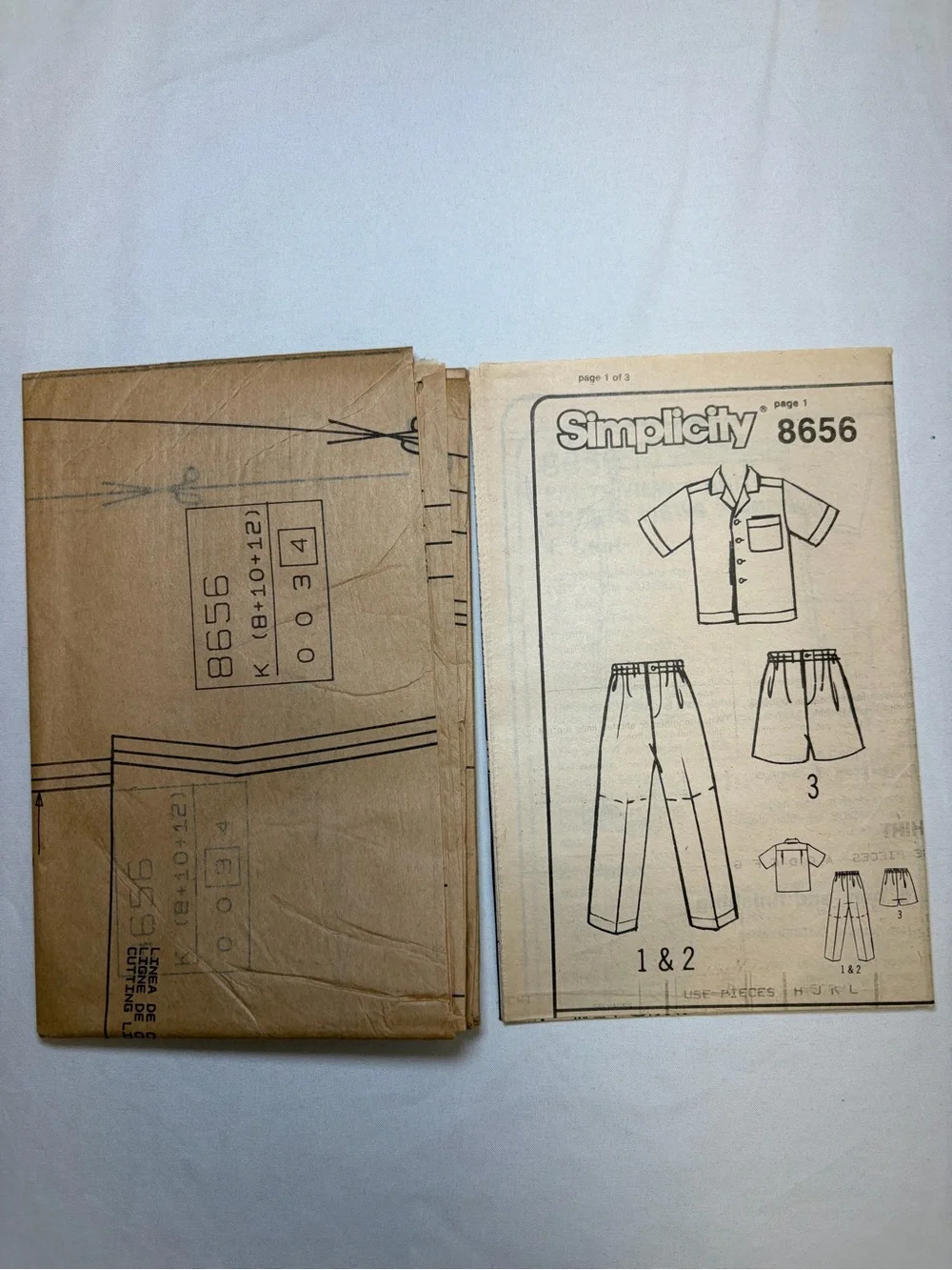 Simplicity 8656 Vintage 1988 Boys Shirt Pants Shorts Sewing Pattern Size K 8 10